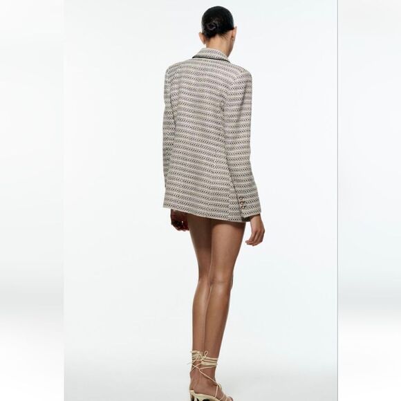 ZARA BLOGGERS FAV TEXTURED SAND AND BLUE BLAZER NWT chanelish style - Picture 11 of 13